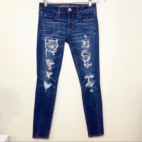 American Eagle Distressed Jeggings Skinny Jeans 4 - Picture 2 of 10